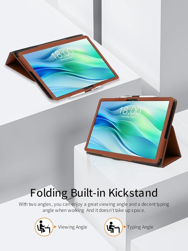 for FEONAL D126 11 Inch Android 14 Tablet CaseFolding Stand Protective Cover with Pencil Holder and Wrist StrapFull Protection Premium PU Scratch Resistant(Black)