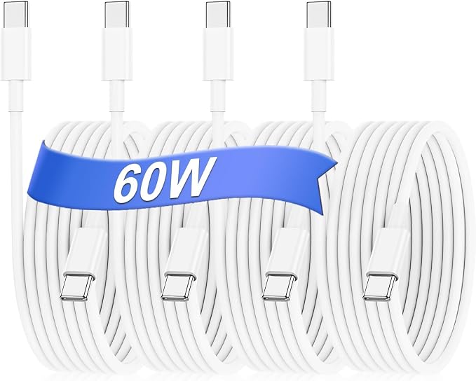 Hzevn 60W USB C Charging Cable for MacBook Pro/Air &amp for iPhone 16/15 Pro Max MFi Certified 20V/3A Super Fast Charger Cord 6ft+10ft PD 3.0 Compatible with iPad Pro 12.9/11 Samsung S25/S24(2-Pac