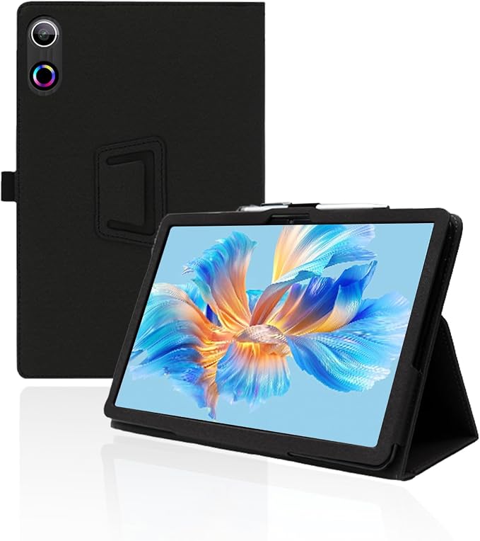for ROWT A10 Android 10 inch Tablet CaseFolding Stand Protective Cover with Pencil Holder and Wrist StrapFull Protection Premium PU Scratch Resistant(Black)