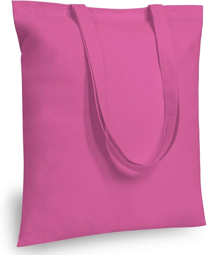 TOPDesign 6-Pack Economical 16"x15" Pink Cotton Tote Bag, Lightweight Medium Reusable Grocery Shopping Cloth Bags, Suitable for DIY, Advertising, Promotion, Gift, Activity