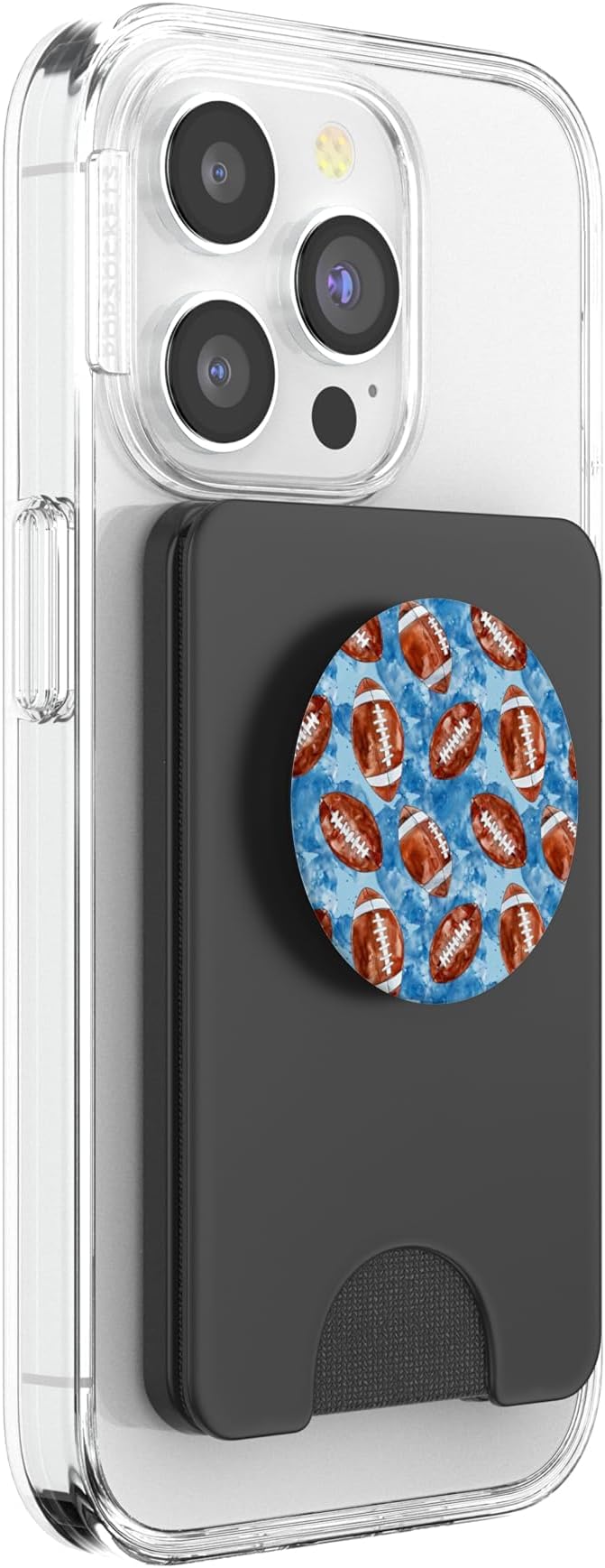 Blue Brown American Football Watercolor Sports Pattern PopSockets Adhesive PopGrip