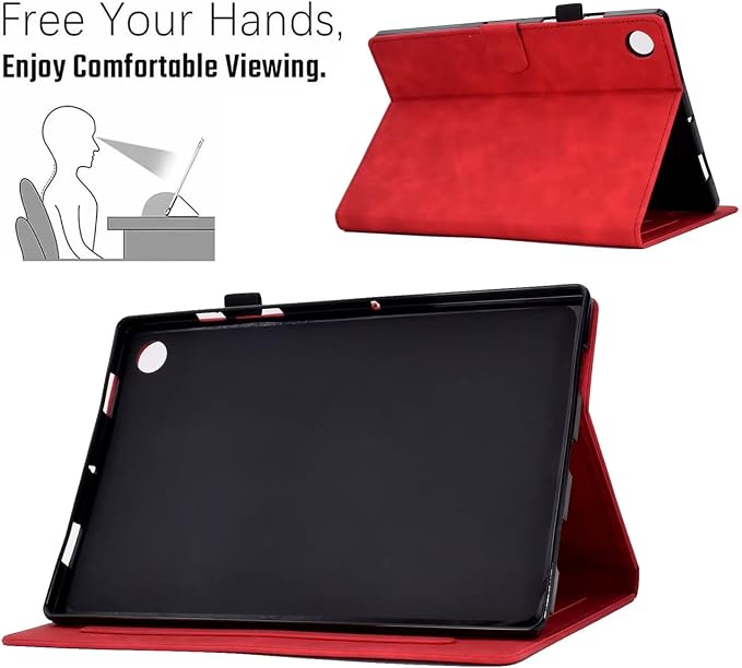 Case for Samsung Galaxy Tab A9 8.7 Inch 2023 (SM-X110/X115/X117) Suede Embossed Flower Flip Stand Protective Shell with Pen Holder &amp Card Slot No Smart Auto Wake/Sleep Function Brown