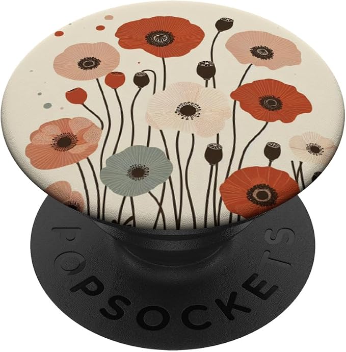 retro vintag minimal poppy flower boho floral cute aesthetic PopSockets MagSafe PopGrip for iPhone