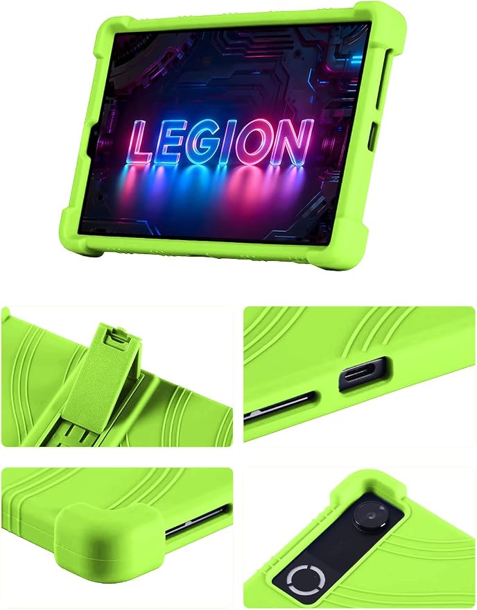Silicone Case with Kickstand for Lenovo Legion Y700 Gen 4 / Gen 5 8.8 [TB323FU] Shockproof Protective Cover with Stand for Gaming Tablet (Black)