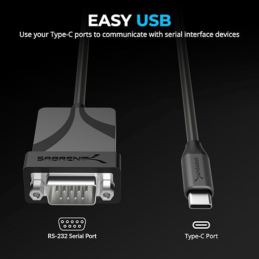 SABRENT USB 2.0 to Serial DB9 RS232 Converter Cable 10ft (CB-9PTF) | Prolific chipset hexnuts 9-pin Windows 10-XP macOS 10.6+ 10 feet