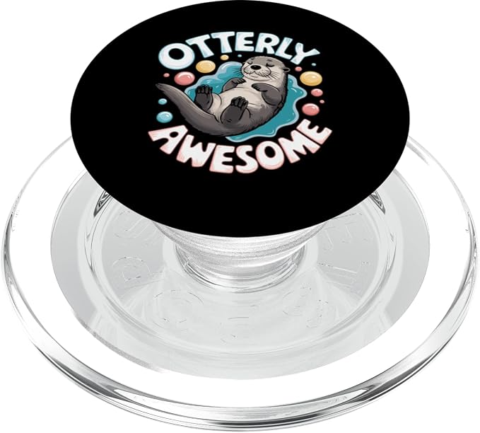 Cute Sea Otter Illustration with Pun PopSockets PopWallet for MagSafe