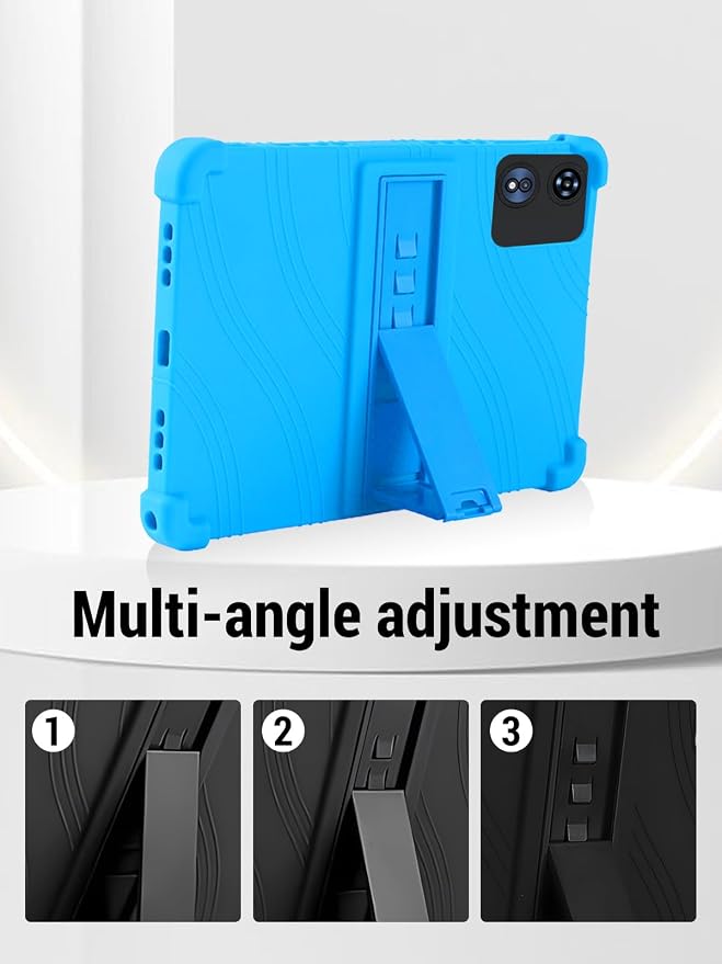 for UJJ U3 (10 Inch) Android 15 Tablet Protective case ZBAGUG Shockproof Lightweight Silicone Protective Cover with Stand Child-Friendly Protection Easy to Clean Design Sky Blue.