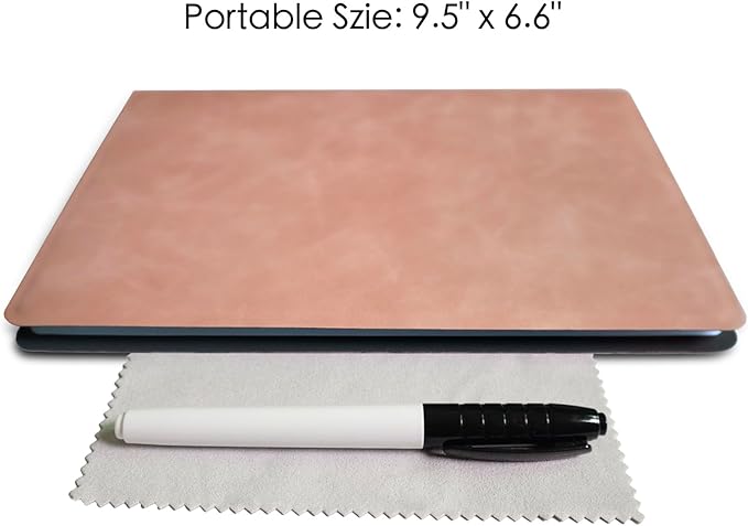 Portable Small Dry Erase Board Whiteboard Notebook Handheld, Reusable White Board Dry Erase Notebook for Desk, at Home Office Study Essentials-9.5" x 6.6" (Pink)