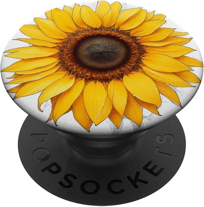Yellow Sunflower Bloom Illustration Print PopSockets PopWallet for MagSafe