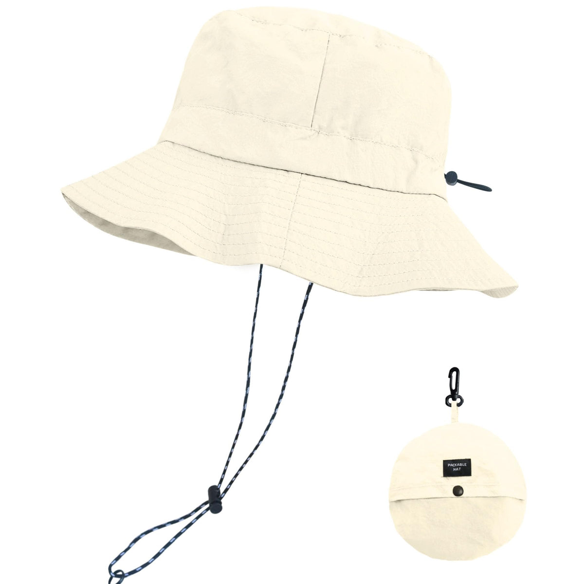 PFFY Packable Sun Bucket Hat for Men UV Protection Sun Hats Waterproof Lightweight Hiking Outdoor Cap Beige (More Loose)