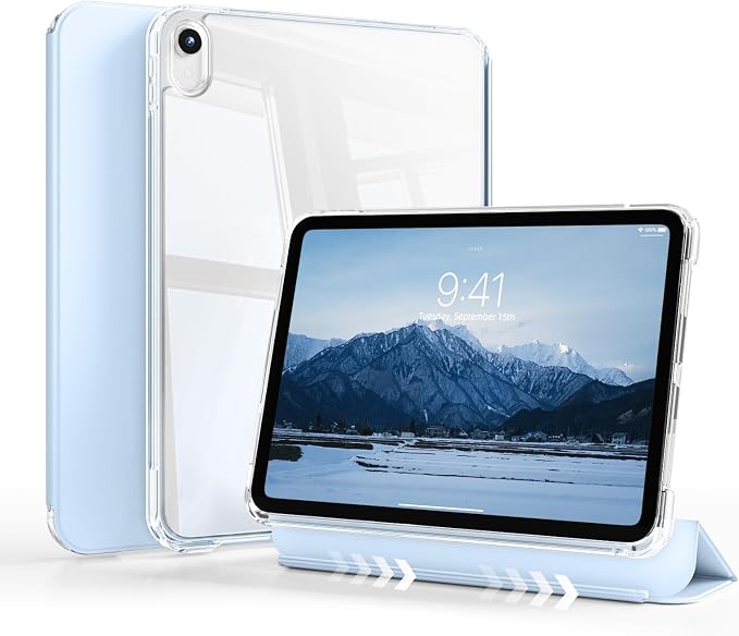 Detachable Case for iPad A16 11th Gen 11/10th Gen 10.9 Black | Slim Transparent Shell Back Soft Shockproof TPU Frame Without Pencil Holder Auto Sleep/Wake
