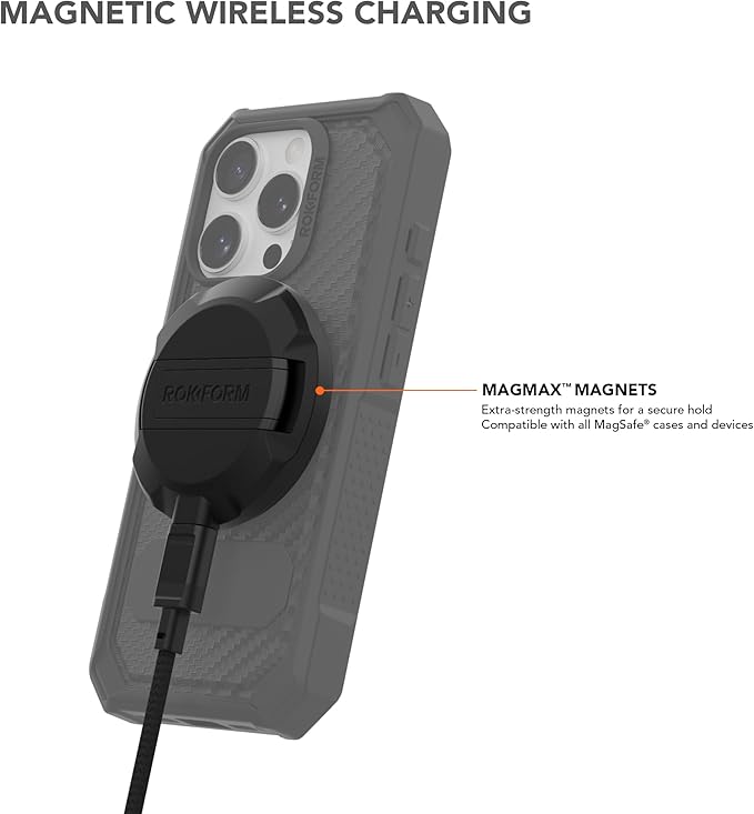 Rokform iPhone 15 Rugged + Magnetic Charging Stand