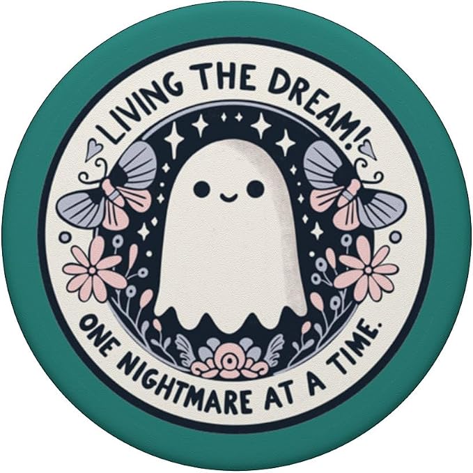 Spooky Ghost Dark Humor Living the Dream Bookish Reading PopSockets PopWallet for MagSafe