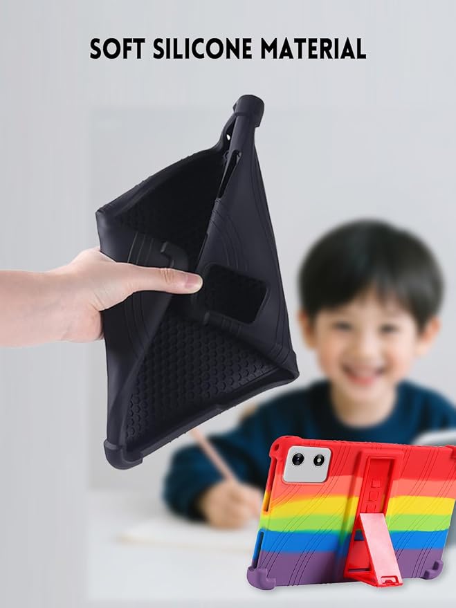 10 Case for SVITOO Tab 10/P10/PL001 Android 15 Tablet (Black) | Soft Silicone Kids Friendly Protective Cover with Adjustable Stand Drop-Proof