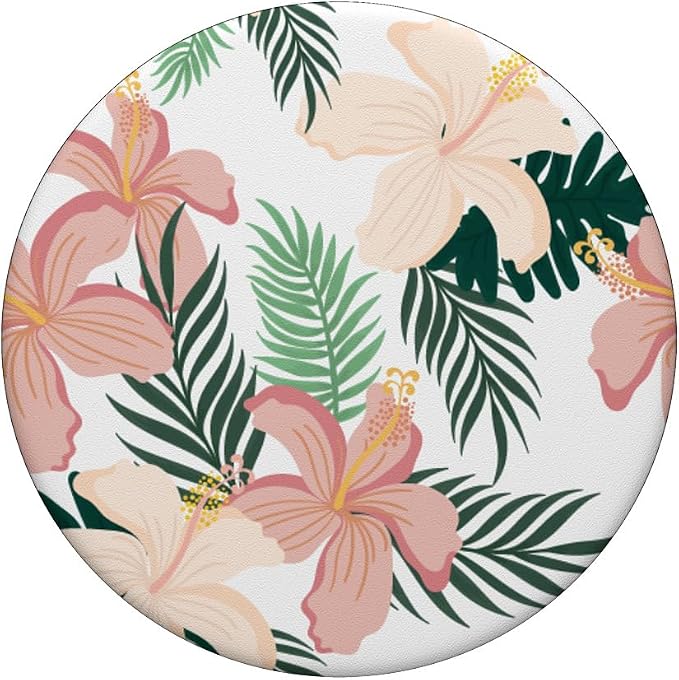 Tropical Hibiscus Flower of Hawaii with Floral Pattern PopSockets Adhesive PopGrip