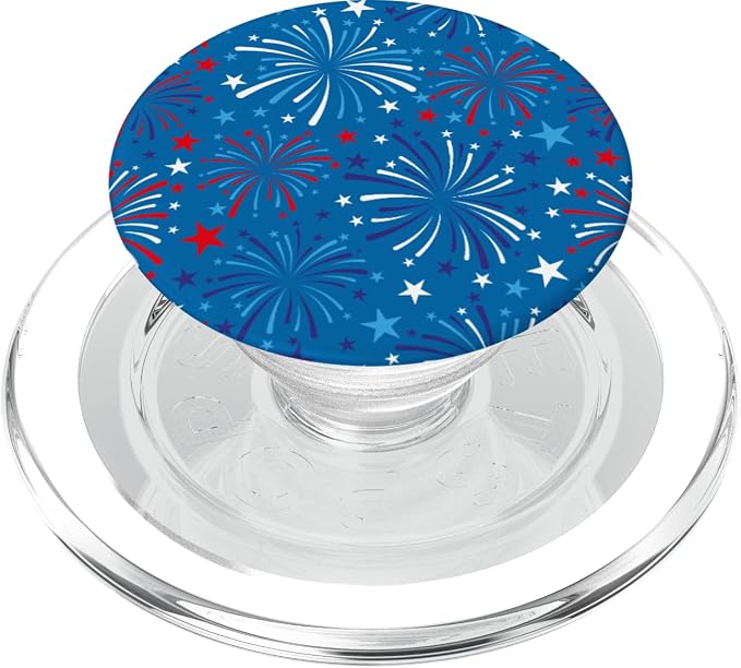 4th of July Patriotic Pattern Red White Blue Fireworks PopSockets Adhesive PopGrip