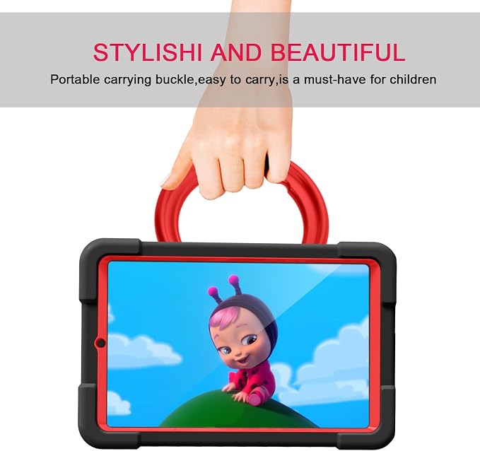 AKABEILA Compatible with Amazon Fire HD 8 2020/2022 Tablet Case，Rugged Kids Case with Stand Lightweight Shockproof Kids Friendly Tablet Cover Black