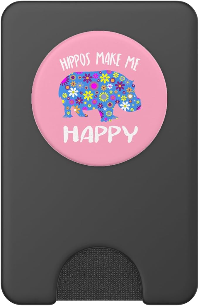 Hippo Phone Hand Holder Gifts - Cute Floral Hippopotamus PopSockets Adhesive PopGrip