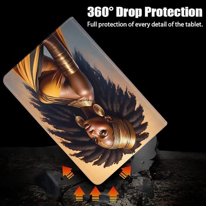 Case for iPad (A16) 11th Generation 11 Inch 2025/ iPad 10th Generation 10.9 Inch 2022 Slim PU Leather Cover Adjustable Stand with Auto Wake/Sleep Case African Women