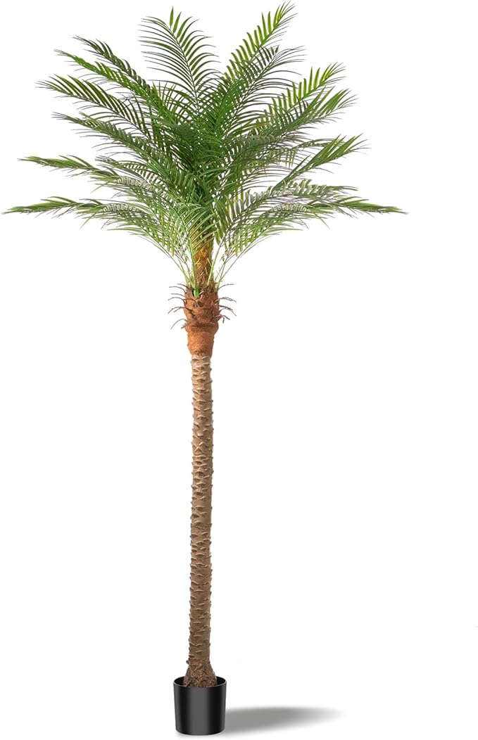 Artificial Phoenix Palm Tree 9ft Tall – Fake Large Tropical Tree with 21 Adjustable Leaves, Outdoor Indoor Faux Sago Palm Plant for Living Room Patio Poolside Yard Decor (1, 9ft)