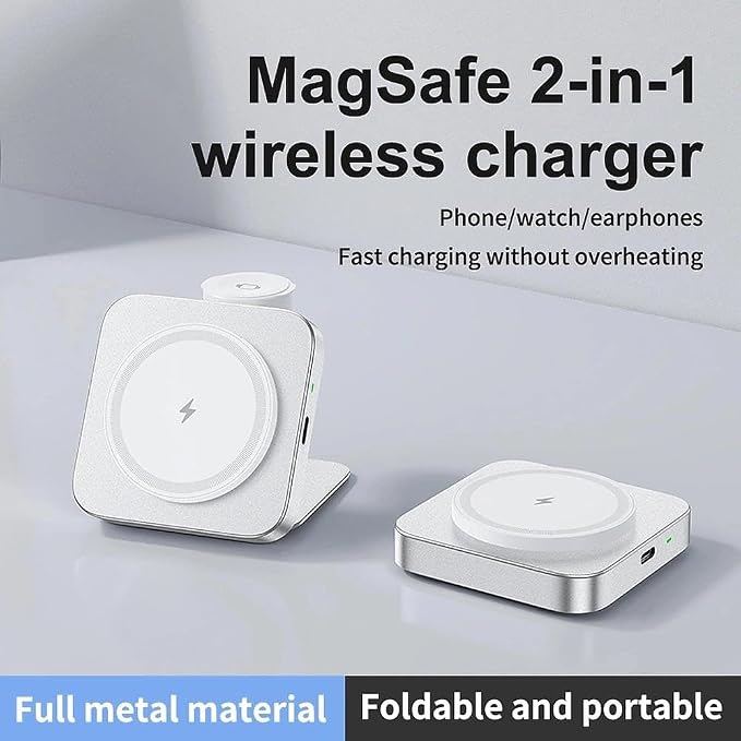 Magnetic Wireless Charger Foldable Stand for Phones Smartwatches &amp Earbuds