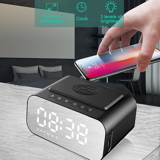 IHAO 3in1 Multifunctional Foldable Wireless Charging Station with LED Ambient Night Light Fast QC3.0 Charger for Phone iWatch Headphone Space-Saving Auto-Shutoff &amp Overcharge Protection-Black