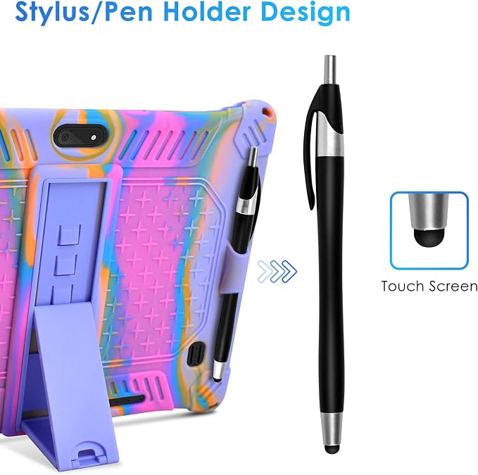 DETUOSI Case for YELLYOUTH 10.1 Tablet Soft Silicone Lightweight Case Compatible with Dragon Touch Notepad K10 ZONKO 10.1 Beyond Tab 10.1 with Stylus Pen and Shoulder Strap Black
