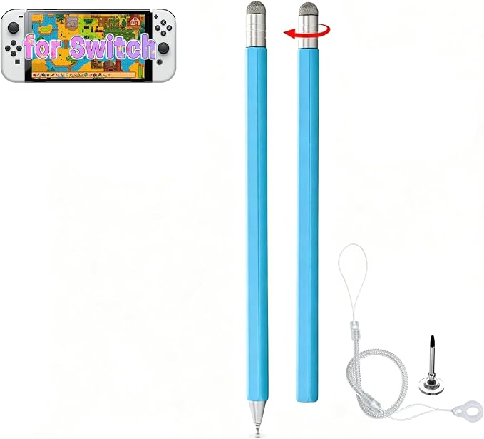 Retractable 2-in-1 Stylus Pen for Nintendo Switch 2&amp1 Dual Tips Aluminum Touch Pen for Switch OLED Lite &amp All iOS Android Touch Devices Passive No Charge Game Stylus (Black)