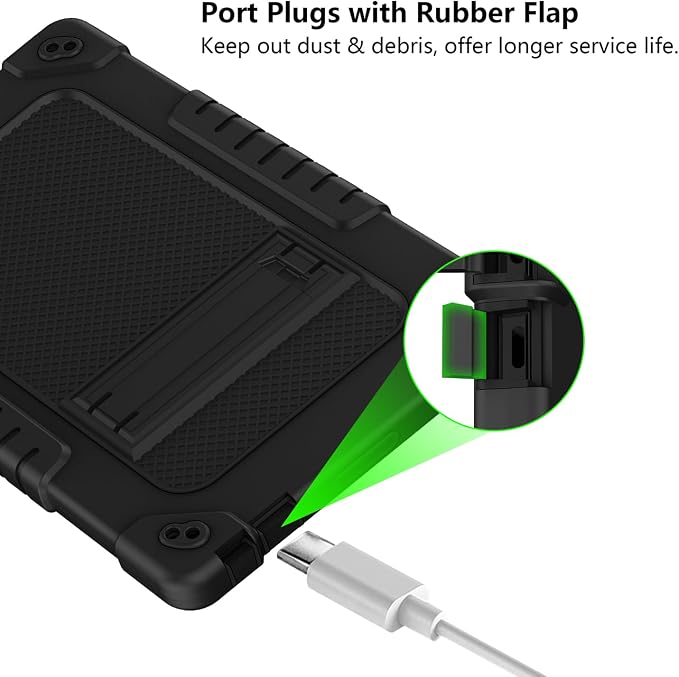 for Onn 10.4 Tablet Pro 2023 Model 100110603 Case Hybrid Silicone+Hard Back Friendly Case Built in Kickstand Shoulder Strap Compatible with Walmart Onn 10.4 Tablet Pro (Black)