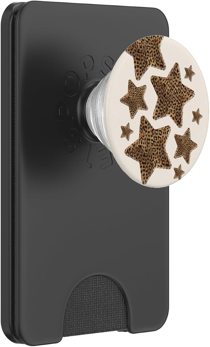 Cute Aesthetic Stars Cheetah Pattern Leopard Print Girly Y2k PopSockets Adhesive PopGrip