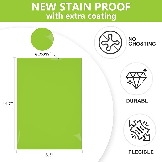 Dry Erase Board Sticker- Whiteboard Stickers-8.3''x11.7'' Removable Dry Erase Sheets- Fridge Dry Erase Paper for Wall/Desk/Refrigerator/Door/Locker/Home/Office/Classroom (Green-2Pcs)