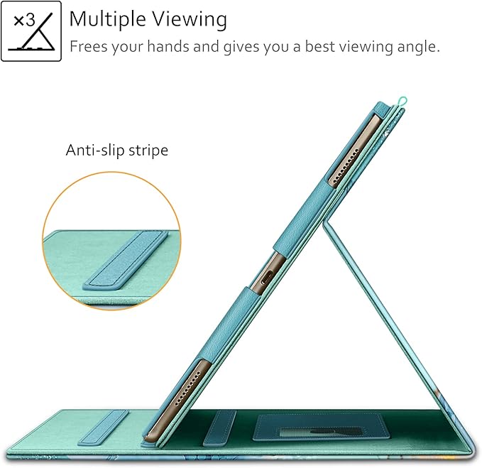 Fintie Multi-Angle Case, 2017/2015 iPad Pro 12.9 inch (Old Model) 1st & 2nd Gen Case - [Corner Protection] Folio Stand Cover with Pencil Holder & Pocket, Auto Wake/Sleep, Emerald Marble