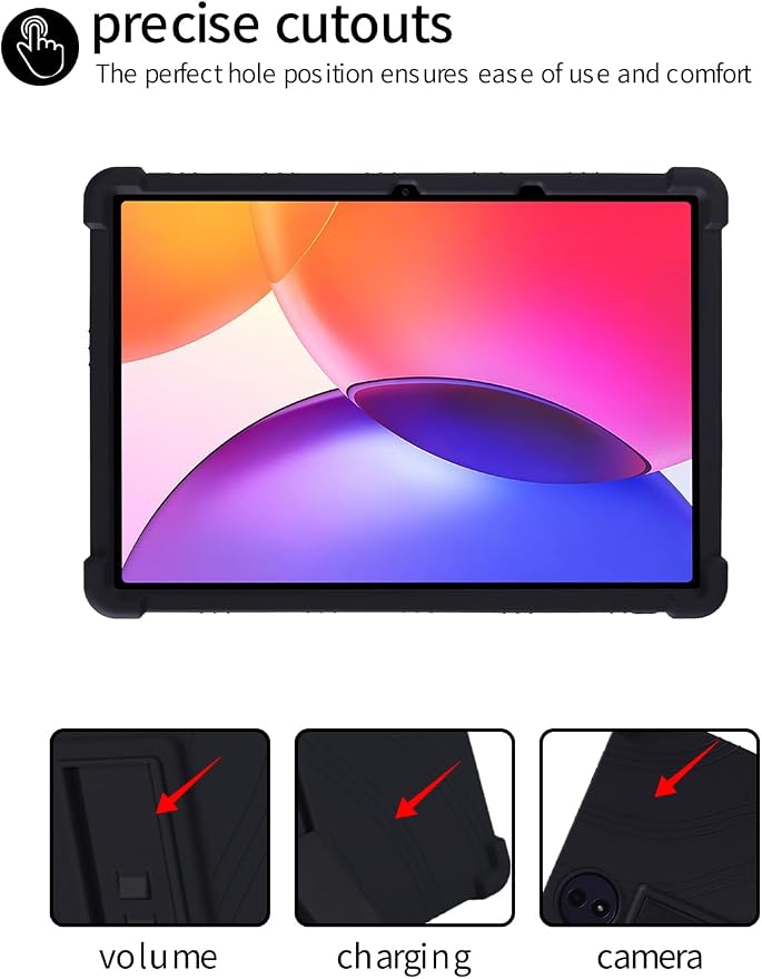 for TCL TAB A1 Plus 12.2 Inch Tablet CaseBOVUGAC Adjustable Stand Shockproof Easy Installation Slim and Lightweight Premium Silicone Protective Shell for TCL TABA1 Plus 12 Case Cover.(Black)