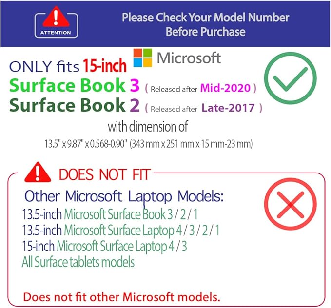 mCover Case Compatible for 2017~2022 15 Microsoft Surface Book 2/3 with Detachable Tablet Display ONLY (NOT Fitting Cheaper Surface Laptop Models) - Aqua