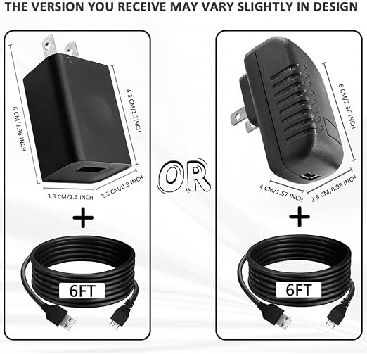 Koller Products 5V1A Power Adapter USB-A to Micro USB Cable &amp Wall Charger Compatible Aquarium LED Lights Android (Product Type May Vary)