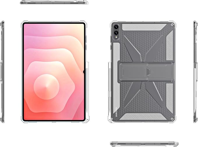 Clear Case for Samsung Galaxy Tab A11 8.7 2025 with Pencil Holder/Kickstand Soft TPU with Reinforced Corners‌ Shockproof Impact Resistant - Clear