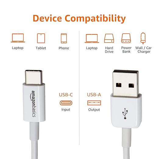 Amazon Basics USB-C to USB-A 2.0 Male Cable - 3 feet (0.9 meters) - Black 24 Pack of 5 120 count total Black