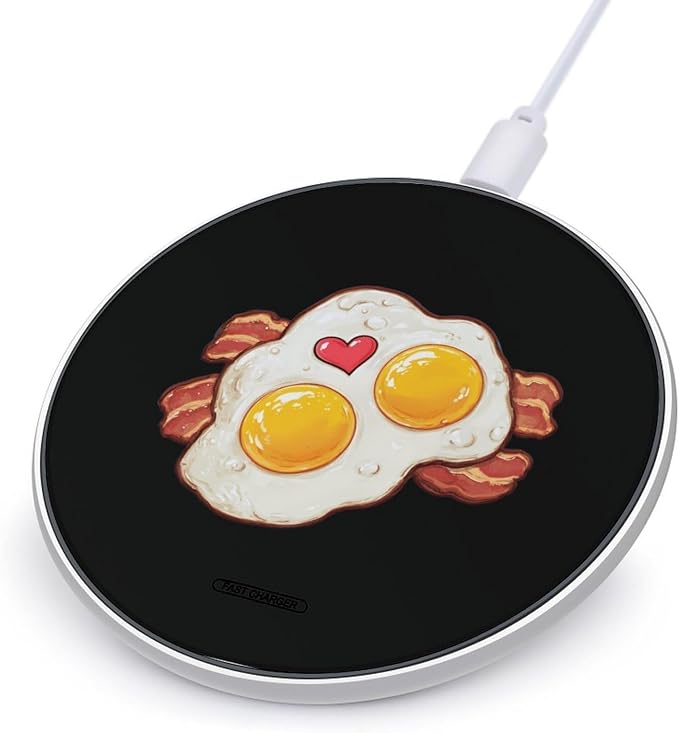 Bacon Eggs Wireless Charger SlimWireless Charging Pad Anti-Slip Charger Mat for Men Women