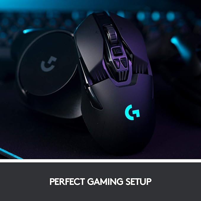 Logitech G903 Lightspeed Wireless Gaming Mouse w/Hero 25K Sensor, 140+ Hour with Rechargeable Battery and LIGHTSYNC RGB. POWERPLAY Compatible, Ambidextrous, 107g+10g Optional, 25,600 DPI - Black