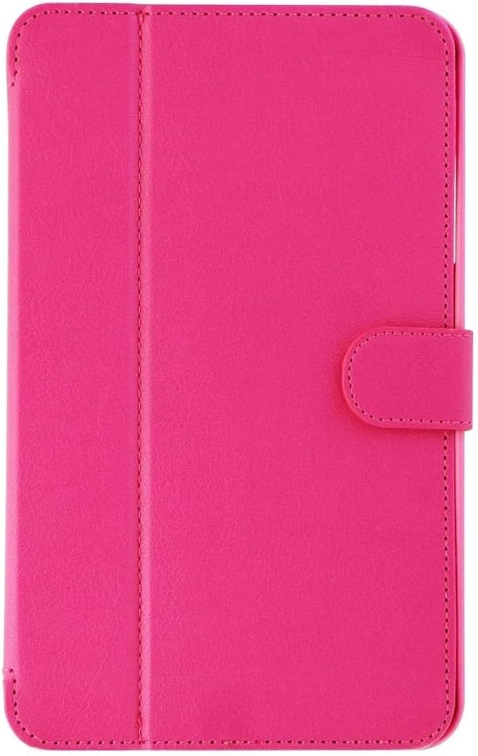 Verizon OEM Leather Folio / Slim and Light Cover Case for Samsung Galaxy Tab E 8'' (With Stand and Auto Wake / Sleep Feature) - Pink