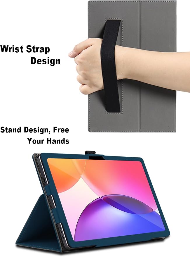 Case for TCL Tab A1 Plus 12.2 inch TCL Tab A1 Plus Tablet Case Folding Stand Protective Cover with Pencil Holder and Wrist Strap Full Protection. (Black)