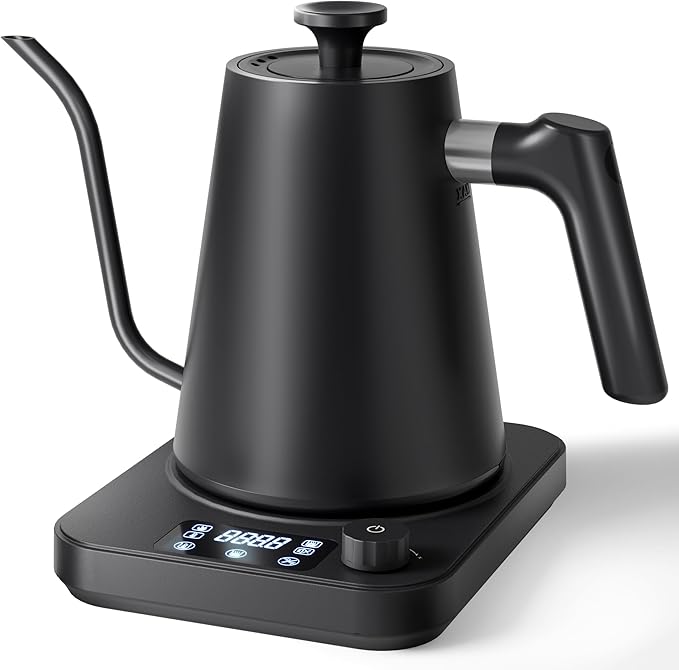 AGORVIO Gooseneck Electric Kettle, ±1°F Temperature Control Electric Kettle, 1.0L 1200W Fast Heating, 24H Keep Warm, 30Min Auto Memory, Food Grade Stainless Steel, Pour Over Kettle for Coffee and Tea
