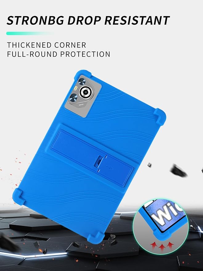 Case for Dghrti TAB30 2025 Android 14 Tablet 10.1 Inch，WUNIAK Shock Proof Lightweight Stand Rubber Shell Protective CoverKids Friendly Soft Silicone Adjustable Stand CoverBlack