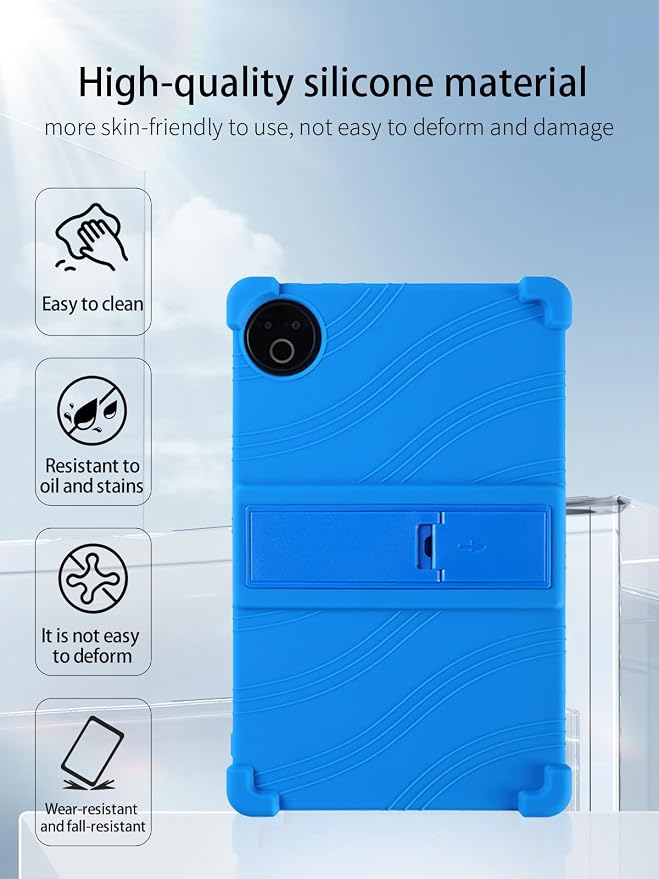 for Evermyth 10 Inch Android 15 OS GMS Certified Tablets CaseUYRUREL Soft Silicone Adjustable Stand Cover Lightweight Kids FriendlyBlack.