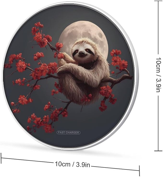 Cute Sloth Moom Wireless Charger SlimWireless Charging Pad Anti-Slip Charger Mat for Men Women