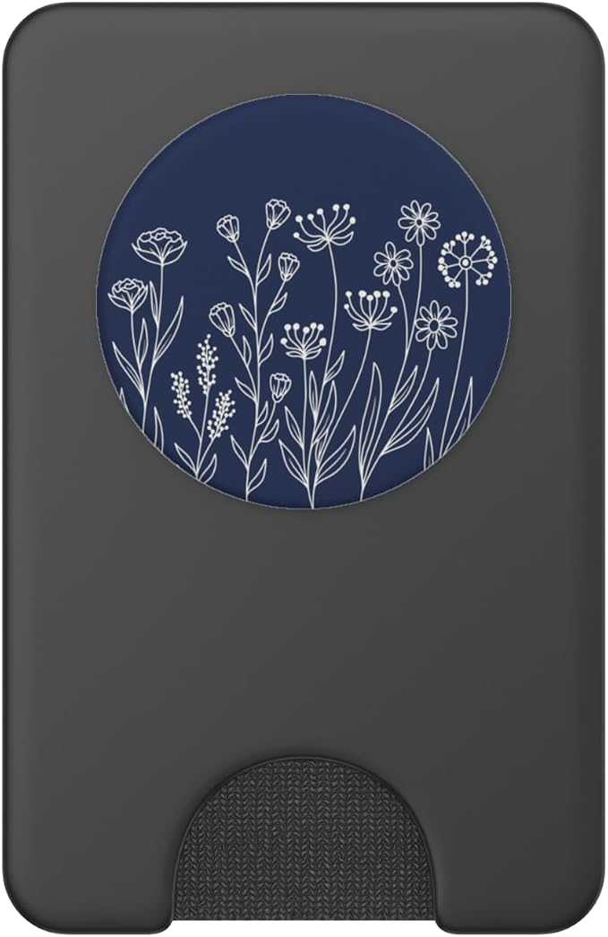 Navy Blue Aesthetic Cute Wildflowers Women Floral Daisy PopSockets Adhesive PopGrip