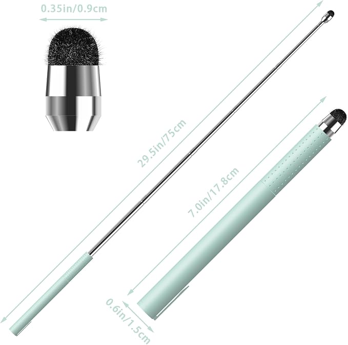 Universal Telescopic Stylus Pen for Touch Screens Retractable Pointer Stick Stylus with Special Flocking Tip Pointers for Classroom Pointer Finger Stick Anti Slip Pen Clip Black