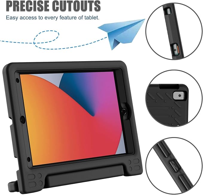 AVAWO Kids Case for iPad 10.2 9th &amp 8th &amp 7th Generation iPad 10.2 2021/2020/2019 Case with Built-in Screen Protector Light Weight Shock Proof Handle Stand Friendly Cover for iPad 10.2 - B