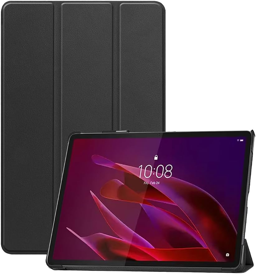 for Lenovo Yoga Tab(TB710FU) 2025 Android 11.1 Inch Tablet CaseBOVUGAC Tri-fold Tablet Case Cover for Yoga Tab 11.1Full Protection Premium PU Scratch Resistant.(Black)