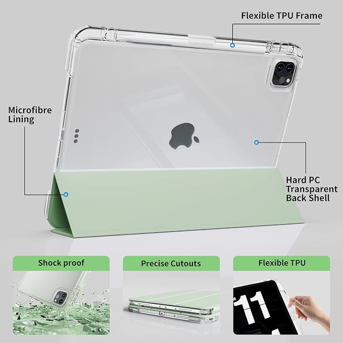Case for iPad Air 13 Inch Case M4/M3/M2 (2026/2025/2024) Pro 12.9 Inch (6th/5th Gen 2022/2021) 2 in 1 Detachable Cover with Clear Hard Back Supports Touch ID Auto Wake/Sleep Black